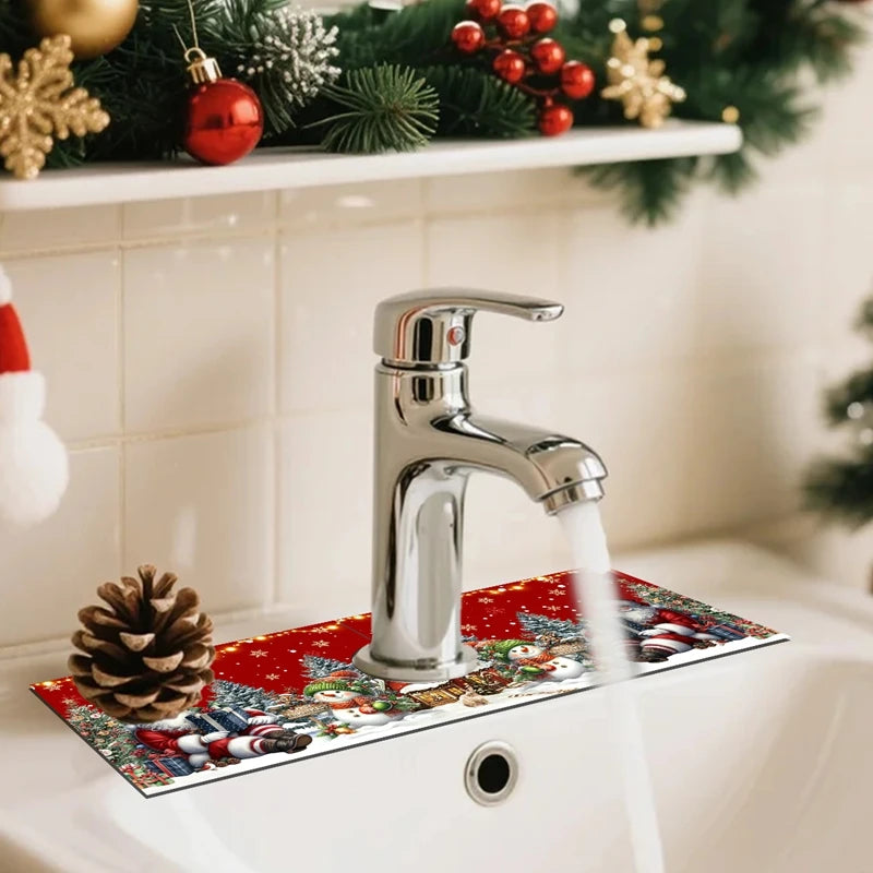 Christmas Kitchen Absorbent Mat Sink Faucet Mats