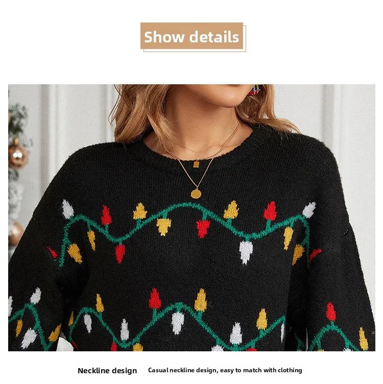 Christmas Sweater Fashion Women's Clothing Explosion Lights Sweet Pullover