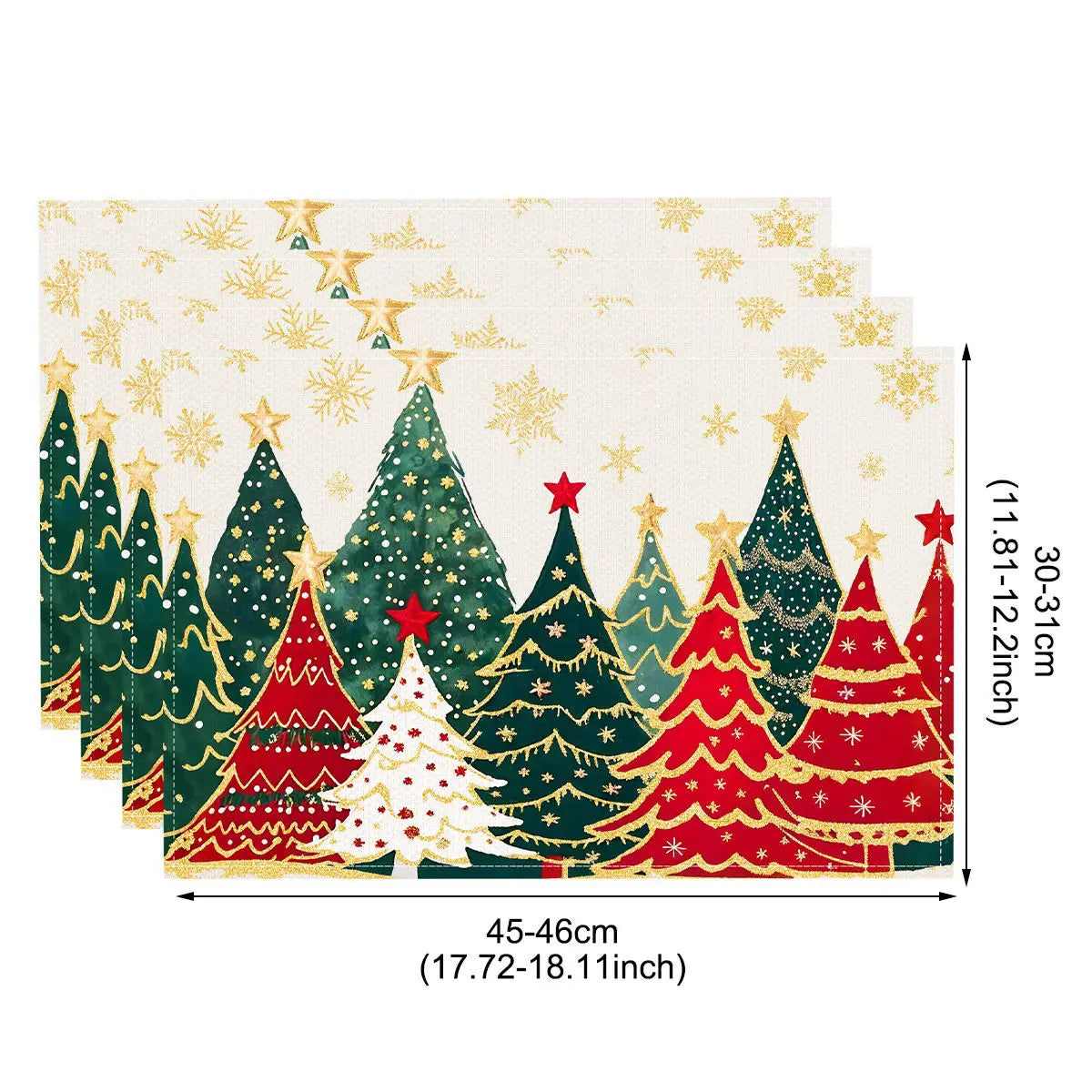 1/4pcs Linen Christmas Placemats Santa Claus Printed Christmas Decorations