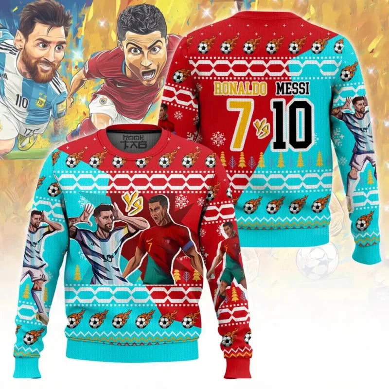 Christmas Sweater Football Star Q-Version Snowflake