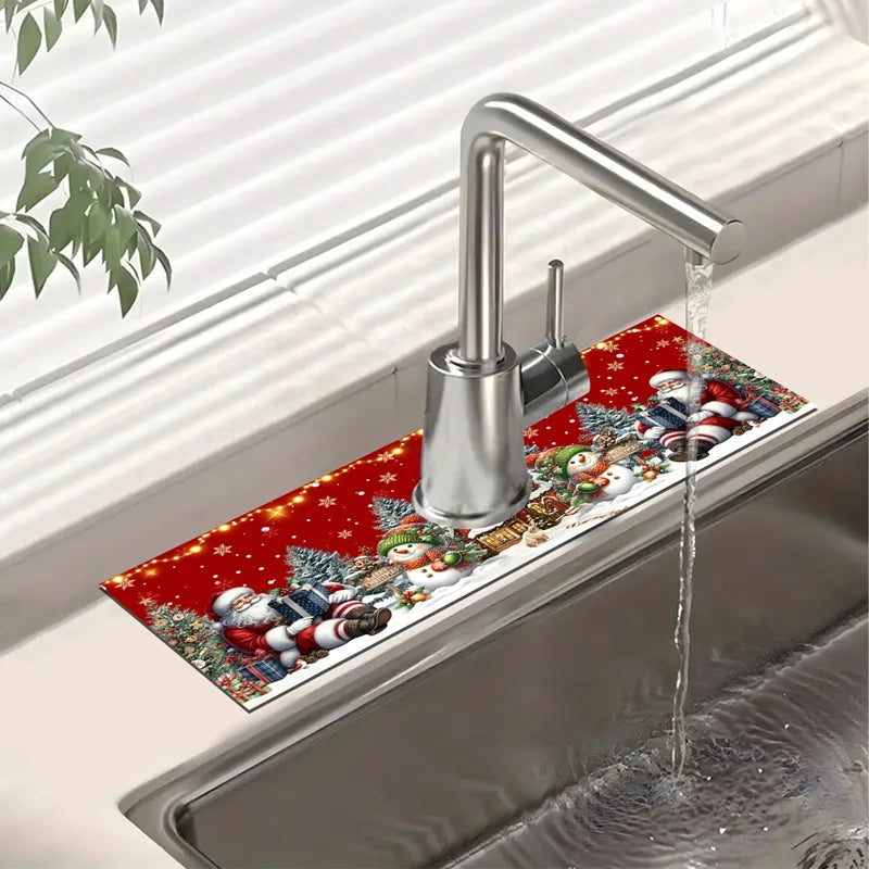 Christmas Kitchen Absorbent Mat Sink Faucet Mats