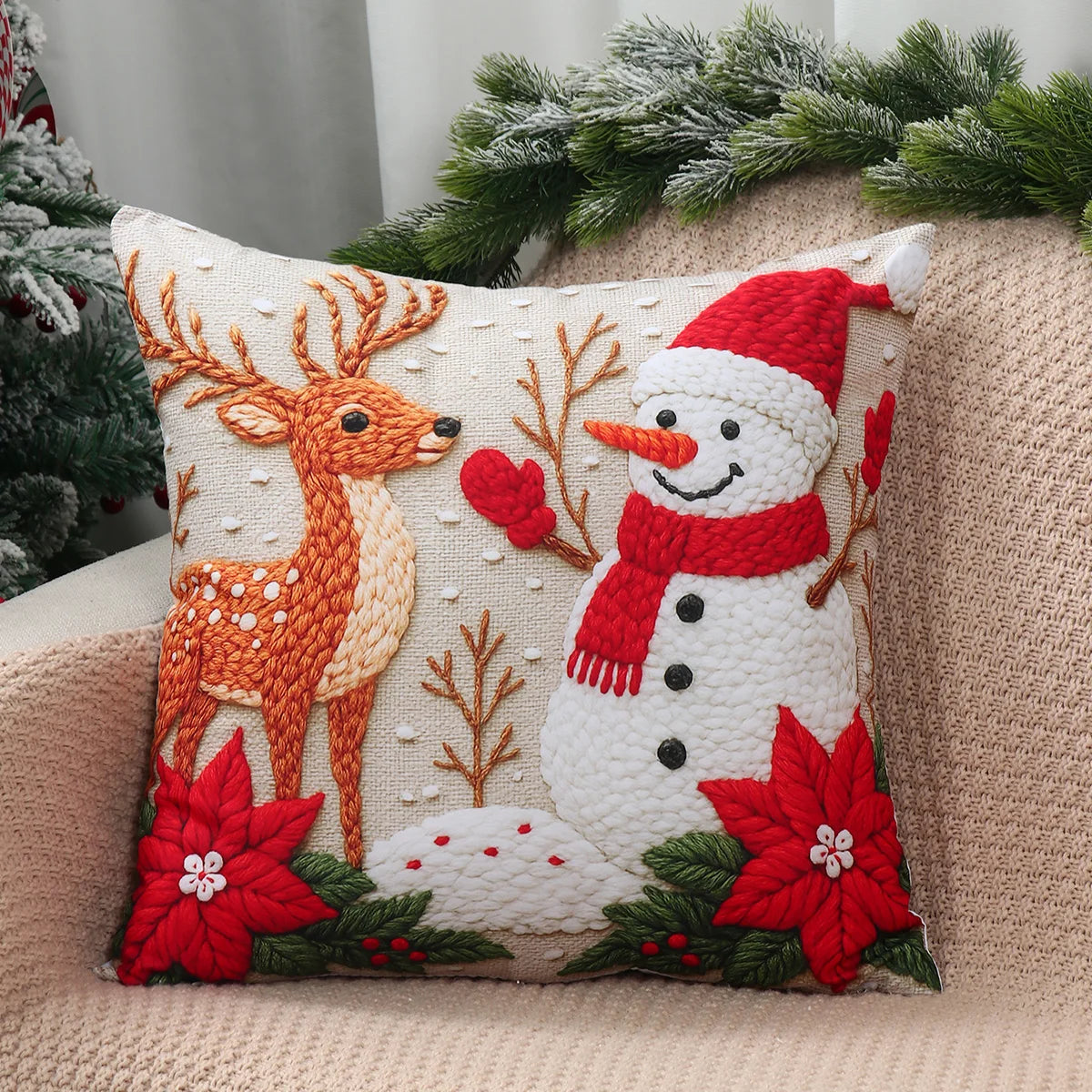 4pcs Merry Christmas Cushion Cover Home Decorations