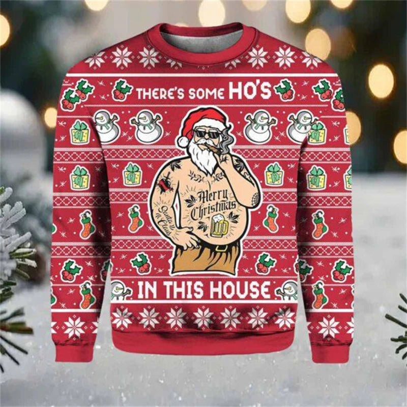 Funny Santa Claus Graphic Ugly Christmas Sweater For Men
