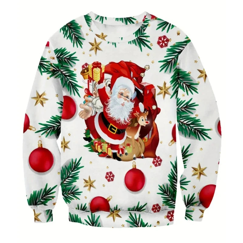 Fashion Santa Claus Print Men's Sweatshirts Cartoon
