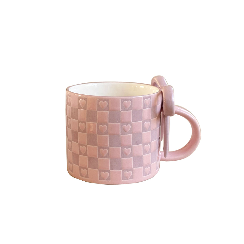1Pc Bow Handle Heart Ceramic Mug