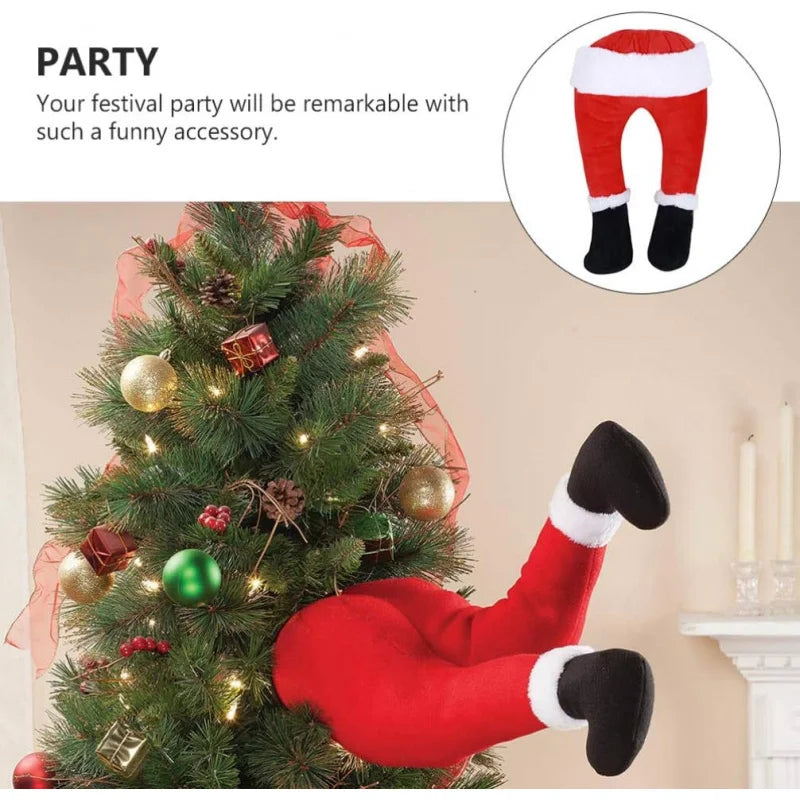Christmas Santa Leg Decorations, Filled Christmas Tree Topper Fireplace