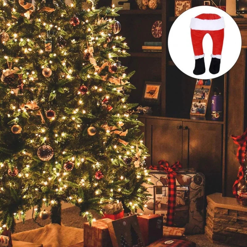 Christmas Santa Leg Decorations, Filled Christmas Tree Topper Fireplace