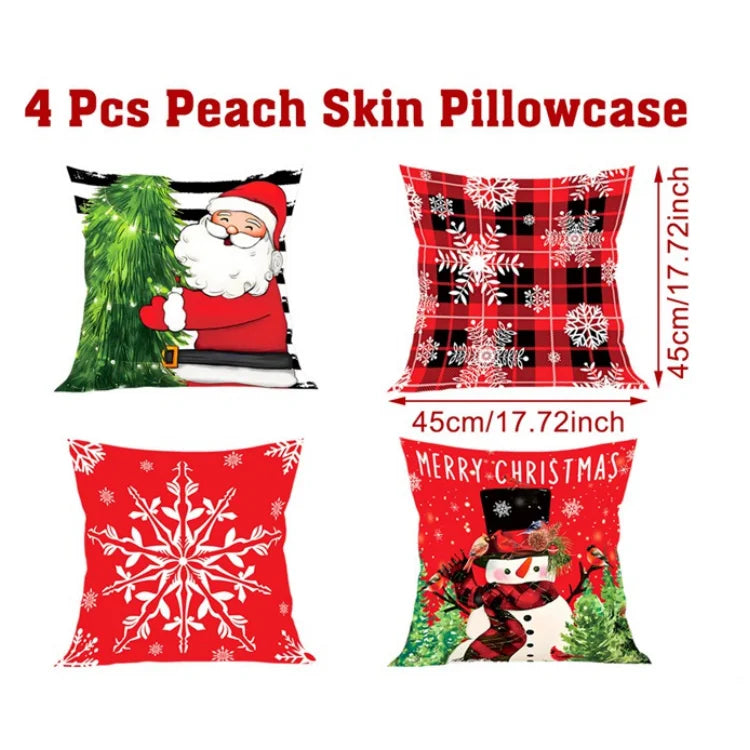 4pcs Merry Christmas Cushion Cover Home Decorations