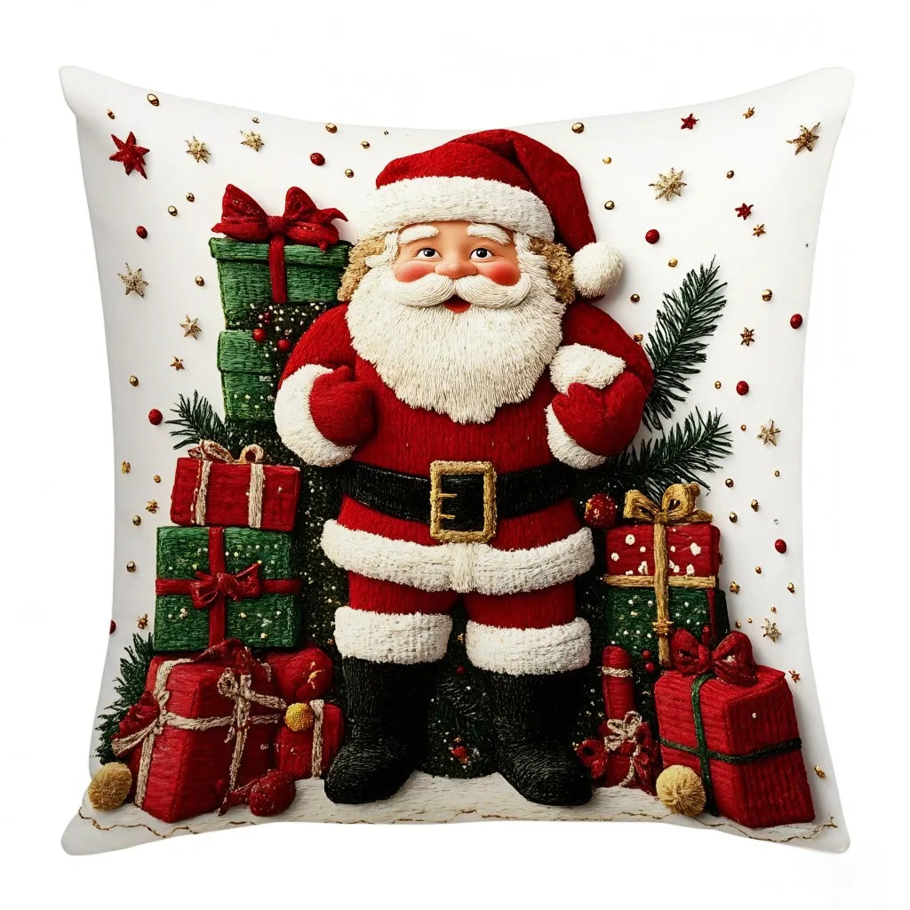 45x45cm Linen Plush Cartoon Snowman Print Throw Pillowcase