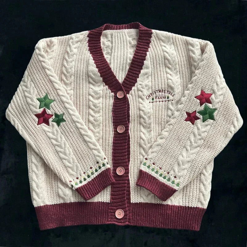 Christmas Tree Women Cardigan Autumn Winter Knitted