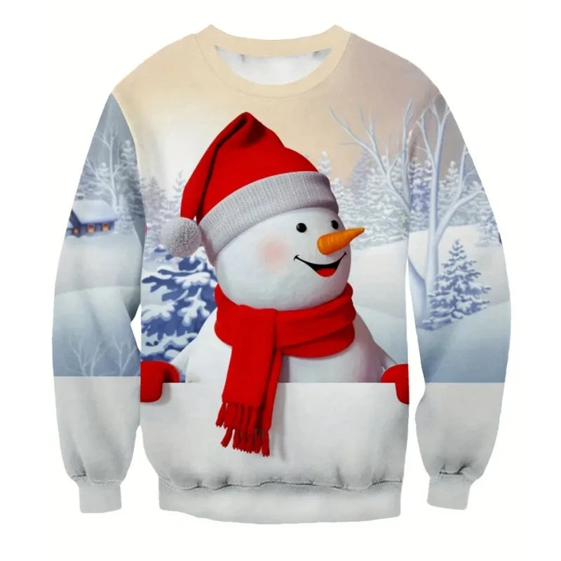 Fashion Santa Claus Print Men's Sweatshirts Cartoon