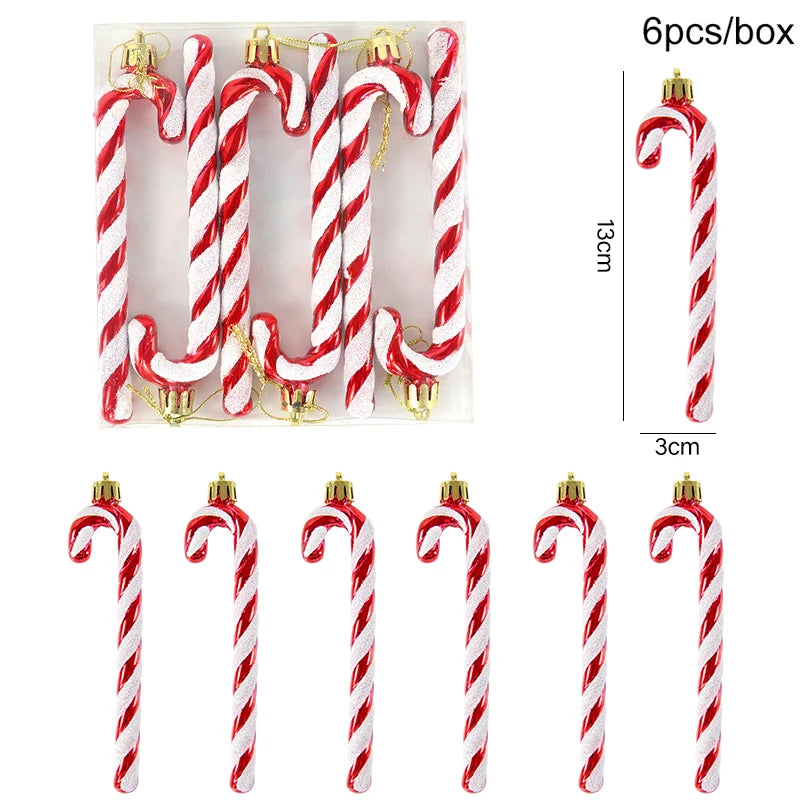 6pcs Christmas Lollipop Candy Cane Pendant