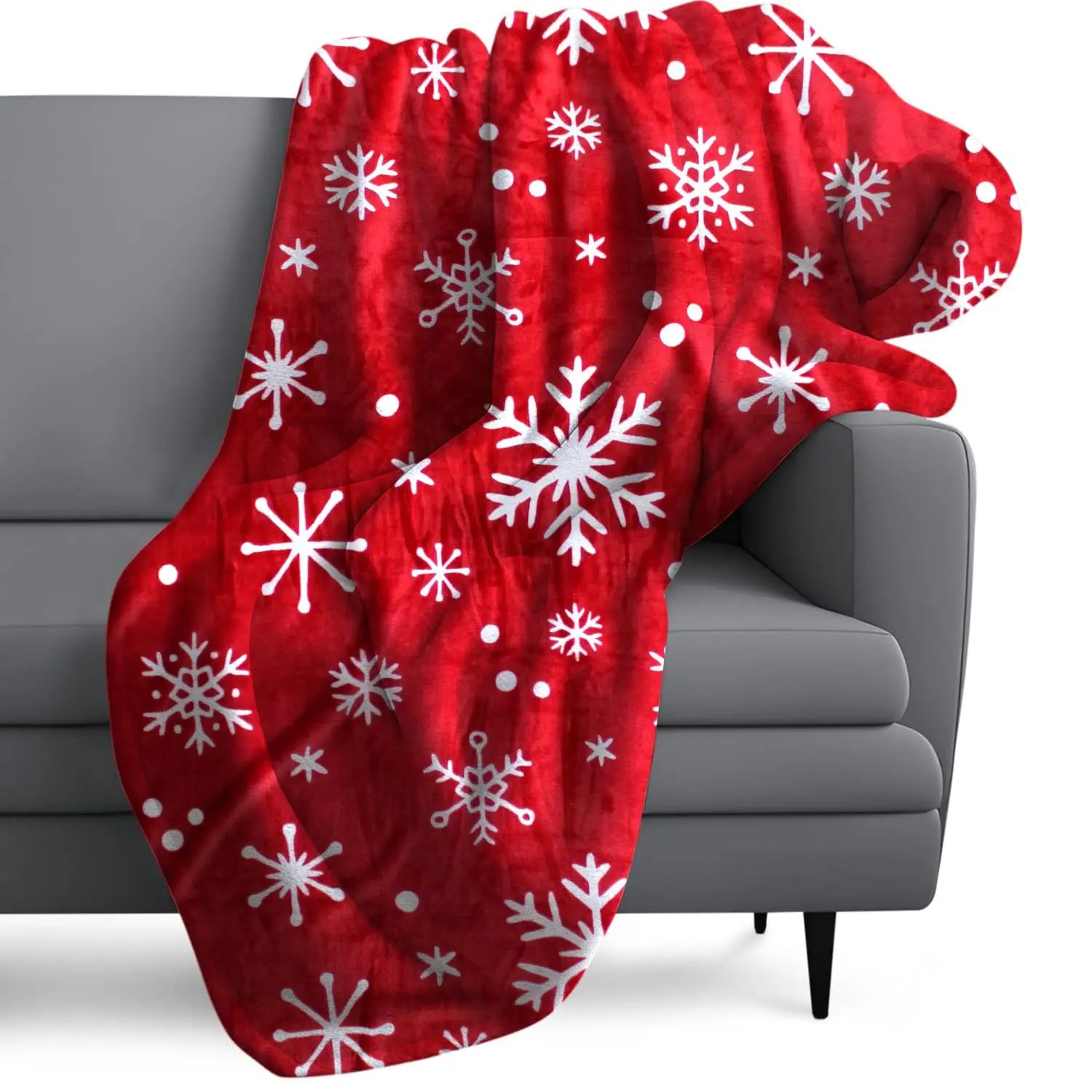 Christmas red snowflakes Printed Blanket for Sofa