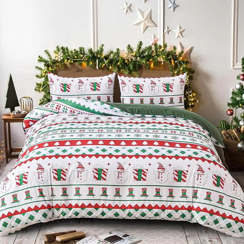 3-piece Set Of Red Countryside Christmas bedding
