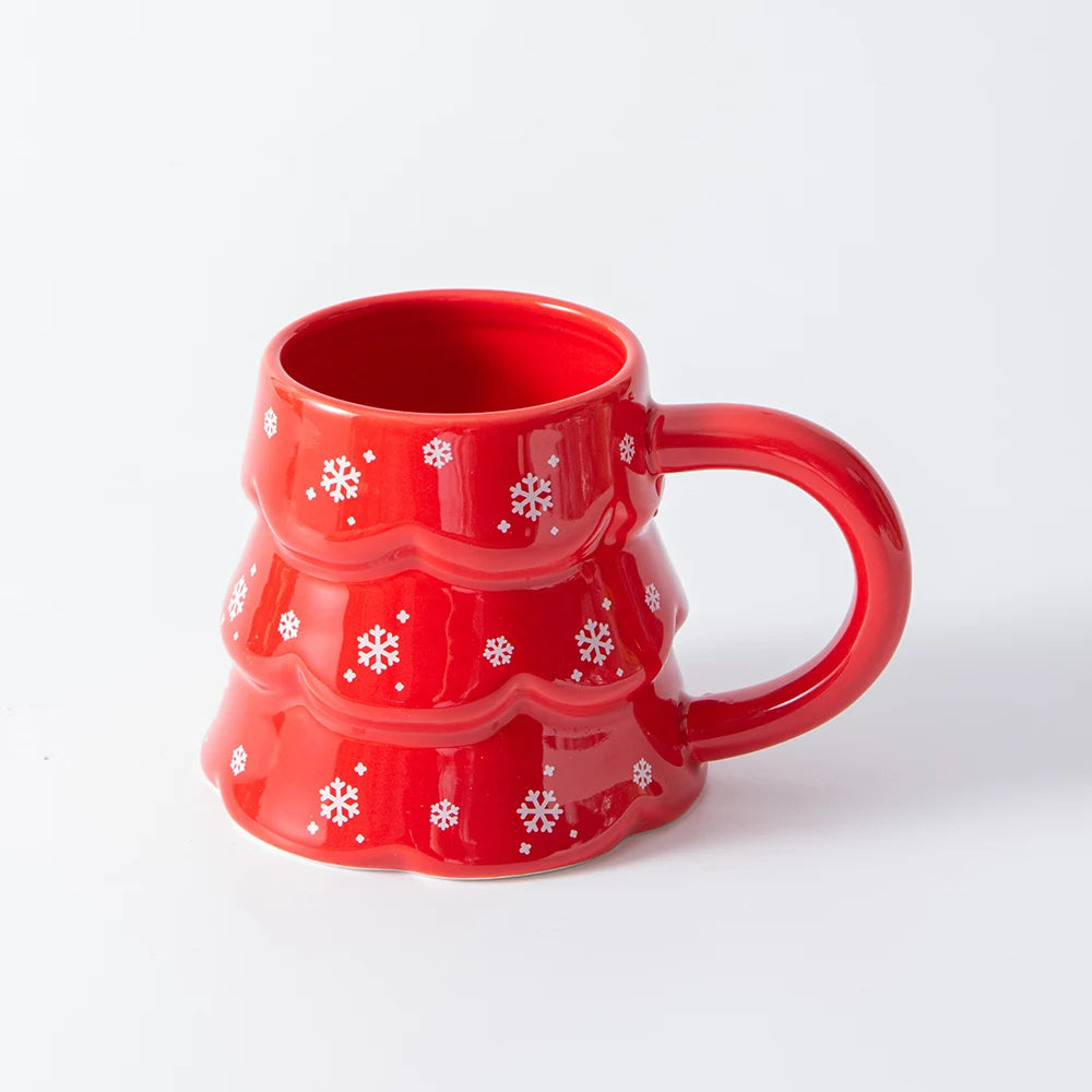 1PC Christmas Tree Shaped Mug Creative Ceramic Coffee Cup