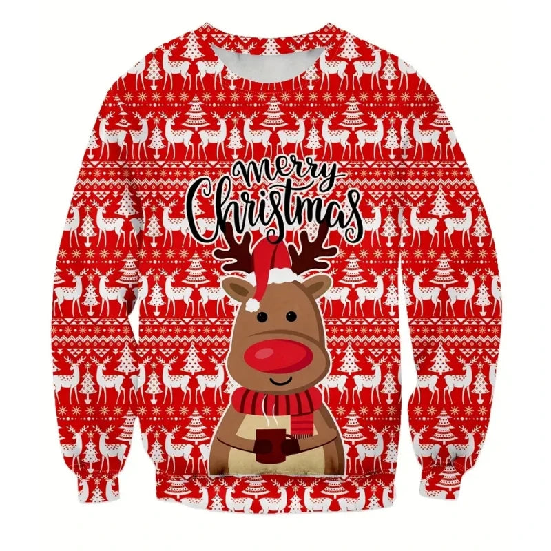 Fashion Santa Claus Print Men's Sweatshirts Cartoon