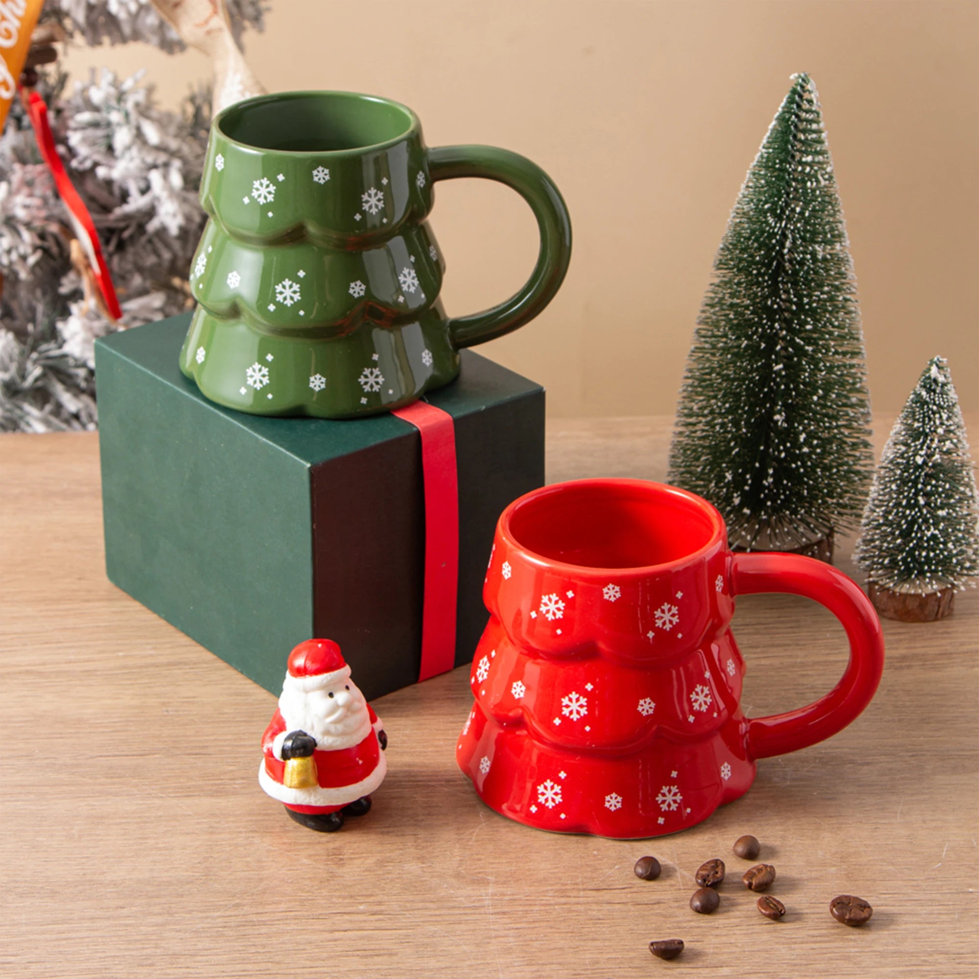 1PC Christmas Tree Shaped Mug Creative Ceramic Coffee Cup