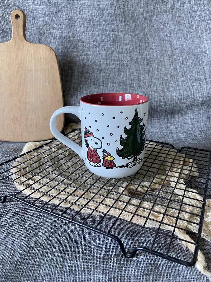 3D Relief Snoopy Christmas Mug 450ml Large Ceramic Coffee Cup
